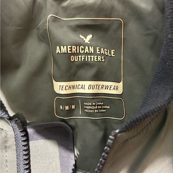 American Eagle Bomber Jacket Mens Medium Green Full Zip Polyester Casual Outdoor - Picture 6 of 6